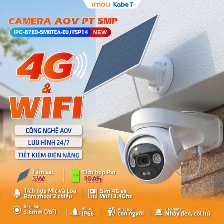 Camera Imou dùng pin năng lượng mặt trời tích hợp sim 4G IPC-B7ED-5M0TEA-EU/FSP14